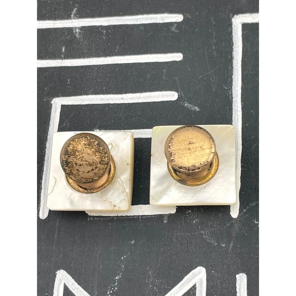 Antique Mother of Pearl Cufflinks Edwardian Patent Marked Mens Dress Accessories